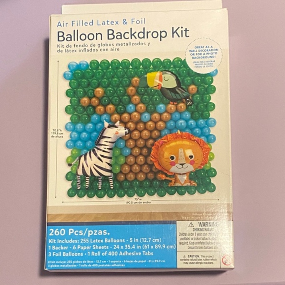 Amscan Animal Theme Balloon Backdrop Kit - Green, Brown, Blue